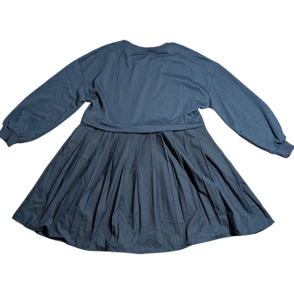 Anrabess Navy Sweatshirt Pleated Pullover Mini Dress Oversized Long Sleeve Sz M - Picture 6 of 7